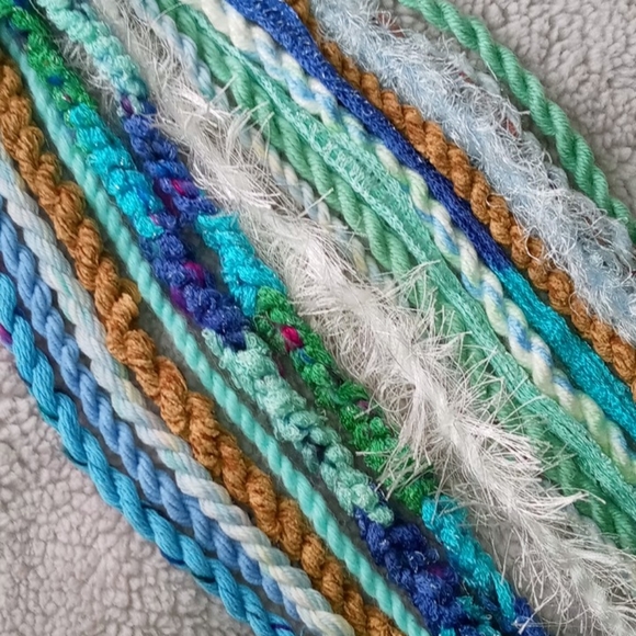 Blue Green Tan Cream Earthy Yarnfall - Picture 7 of 10